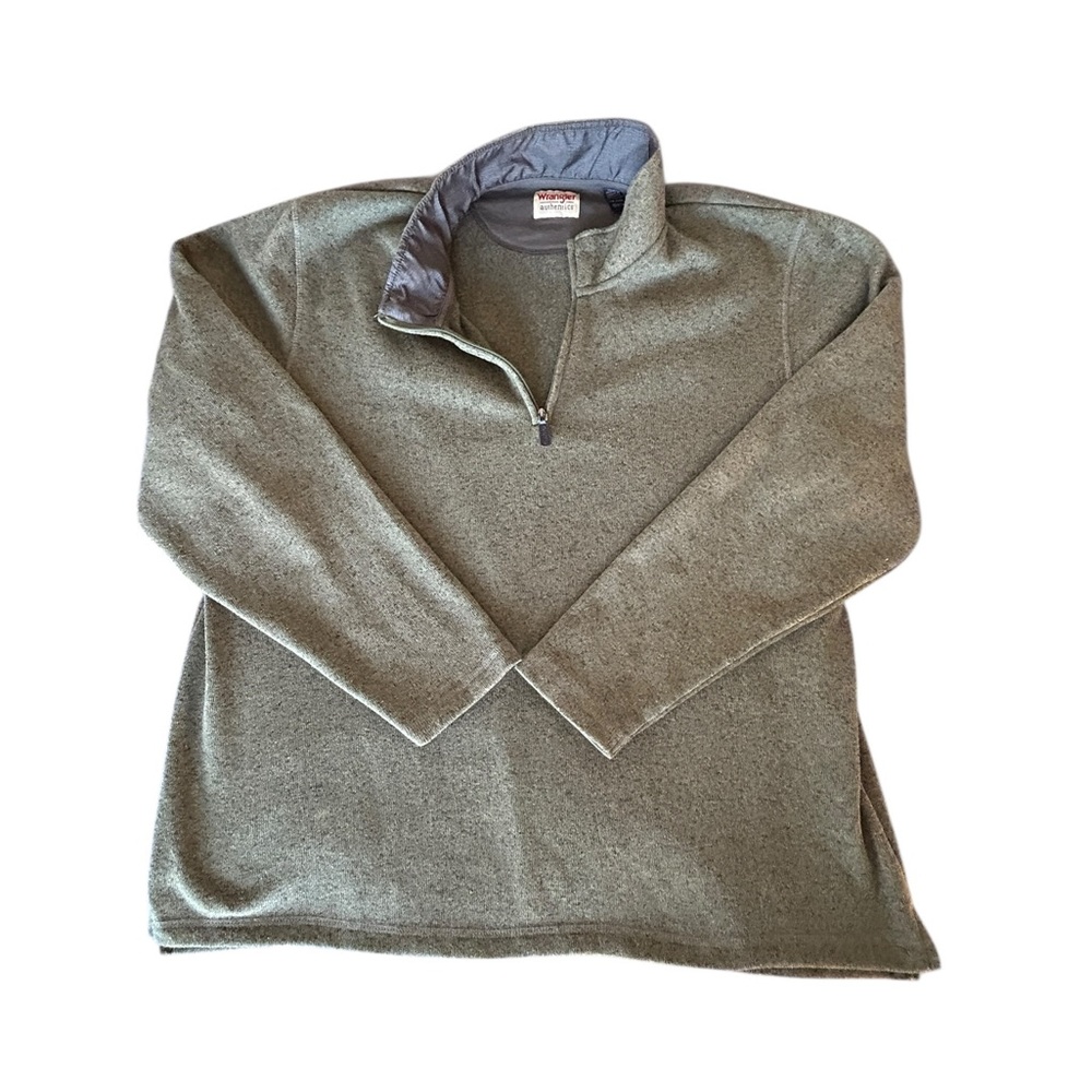 Wrangler Authentics Men’s Quarter Zip Fleece Pullover Green 2XL
